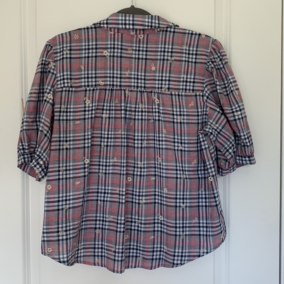Anthropologie Checkered Pattern Button Down Blouse - Picture 4 of 4